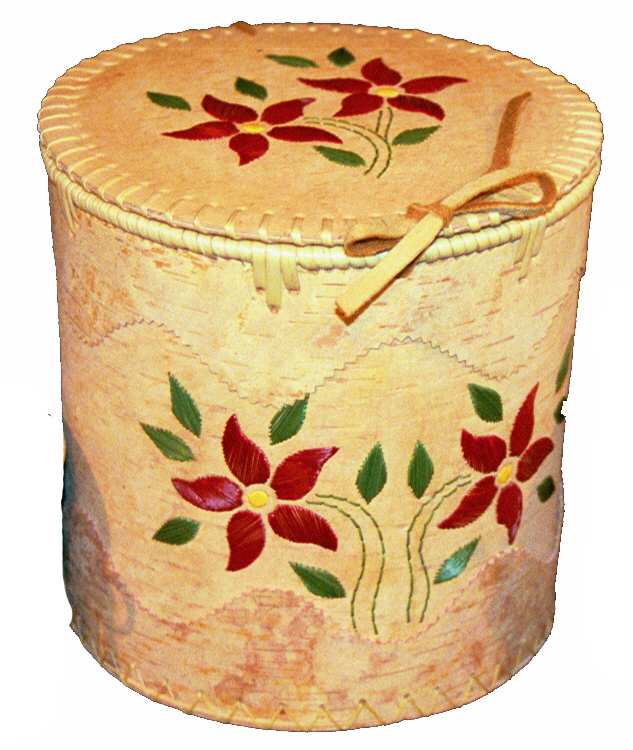 Large Round Floral Birch Bark Basket « Arctic Canada Trading